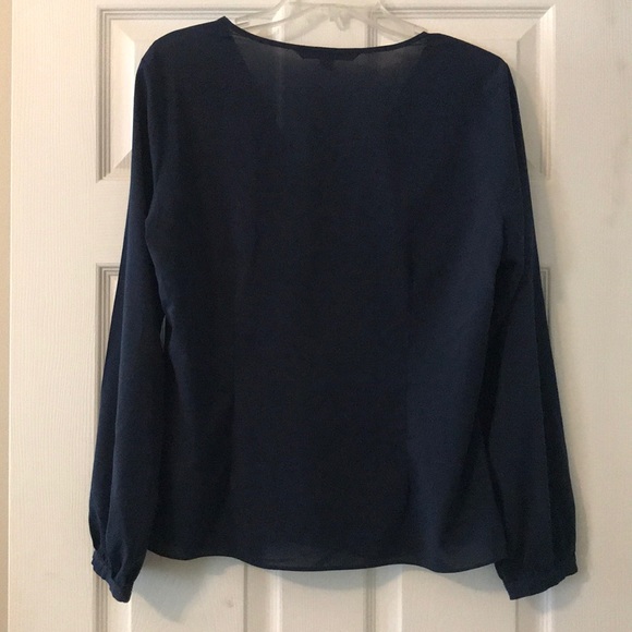 Chadwicks Navy Blue Long Sleeved Blouse - Picture 2 of 4
